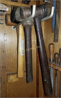 4 Vintage Wood & Steel Head Mallet Hammers Lot