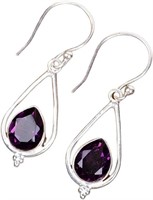 Pear 2.46ct African Amethyst Dangle Earrings