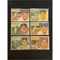 (6) 1956 Topps Red Sox White Backs