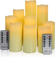 M2  OSHINE Flameless LED Pillar Candles Ivory 9-