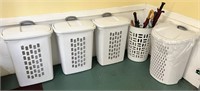 5pc White Laundry Baskets