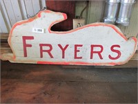 Double Sided Wood "Fryer" Rabbit Sign