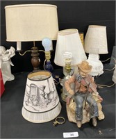 Handpainted Bisque Porcelain Motion Figure, Lamps.