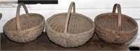 (3) split oak baskets, one very thin on bottom,