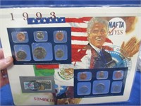 1993 uncirculated mint coins & stamp sets