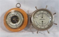 Barometer & Brass Temperature/Humidity Gauge