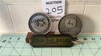 John Deere 1992&2000 Medallion W/Stands & Keychain
