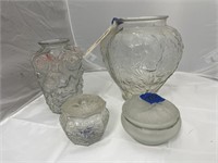 2 Glass Vases & 2 Glass Candy Dishes