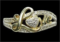 Sterling silver "Love" ring with gold wash and