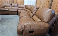 LEATHER TYPE SECTIONAL SOFA WITH RECLINERS