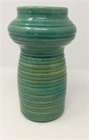 Green Pottery Vase, 8" h