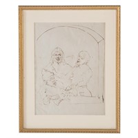 Dutch School, 17th c. Three Men at a Window, ink