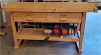 E- Wooden Workbench With Drawers