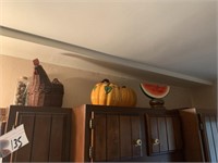 Decor on Top of Cabinets - Pumpkins, Watermelon