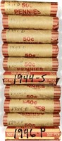 (10) Rolls 1940's Wheat Cent Penny Lot