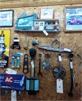 Various displays, tools, fans and pictures.