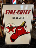 17 x 26” Metal Embossed Texaco Fire Chief Sign