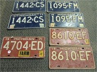 (8) Michigan license plates. Lot includes of 4