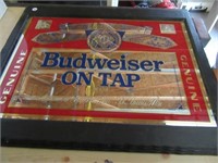 Budweiser On Tap beer mirror, Measures 21" X 26".