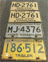 (4) Michigan license plates. Lot also includes 1