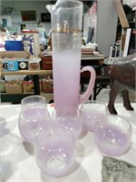 MCM frosted pitcher with glasses