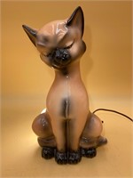Mid Century Ceramic Siamese Cat TV Lamp