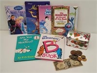 (6) Children's Books, Metal Bank, & Tokens