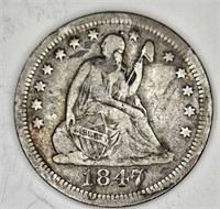 1847 o Seated Liberty Quarter - $745 CPG