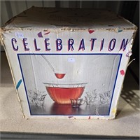 Vintage Celebration Glass Punch Bowl Set