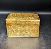 Vintage Wooden Card Caddy India Gold Tone