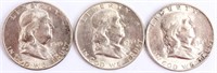 Coin 3 Franklin Half Dollars 1949-D Brilliant Unc.