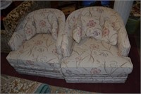 2 Henredon allover upholstered club chairs