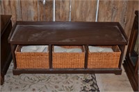 Brown painted wood storage bench