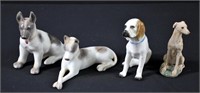 4pc Germany Porcelain + Resin Dog Figurines 5"