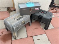 Two Toolbox Stools, Plus Metal Toolbox