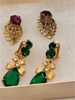 Vintage Rhinestone Earrings 2sets