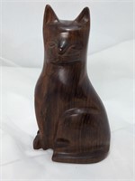 Signed Hand Card Vintage Ironwood Carved Cat