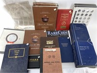 Box full of misc. coin display albums, mostly for