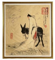 Chinese Watercoor Painting- Man with Donkey