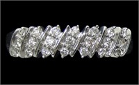 10K White gold diamond band style ring, size 7.25,