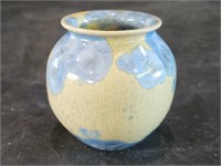 Blue on Cream Crystalline Vase - Burton