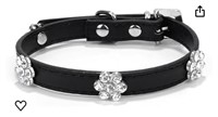 Small black collar with rhinestones for dog