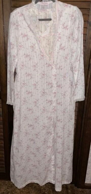 Vtg 2pc Brandywine Cotton Floral Nightgown &