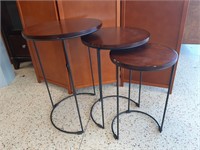 Wood & Metal Round Nesting Tables