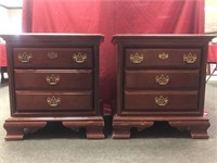 2 Mahogany finished side tables with 2 drawers