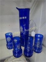 Cut To Clear Pitcher & 4 Tumblers
