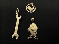 (3) 14K Gold Small Charms or Pendants 1.7 dwt