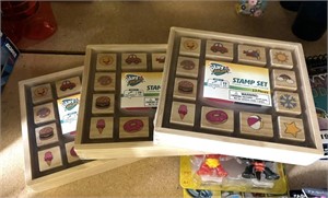 3 (13) pc stamp set in wood boxes