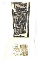 2 Mid Century Artist Etchings