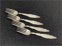 4 Antique Sterling Silver Forks Chas May Co.